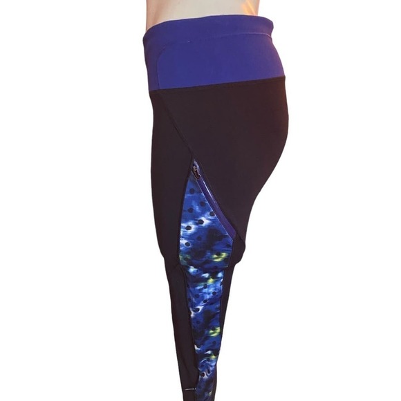 Lululemon Rain-On Train-On Women's Black Blue Full Length Leggings Size 8 - Picture 7 of 13